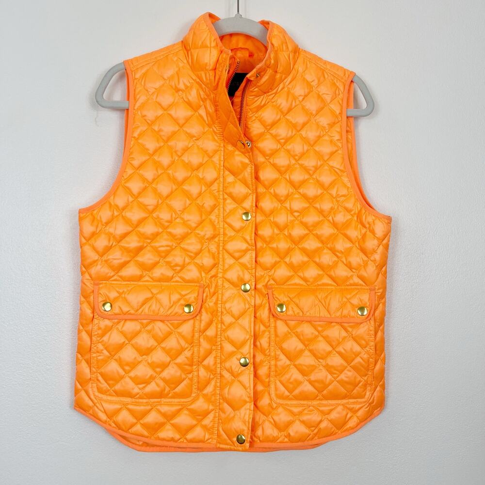 J. Crew Excursion Down Filled Orange Quilted Vest NWT Women's Medium